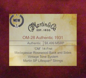 OM-28 Authentic 1931 NAMM show label