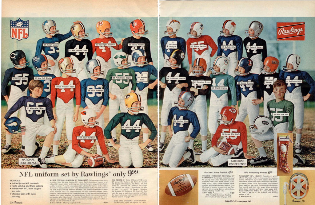 NFL Uniforms from 1970 JC Penny Mail Order Catalog