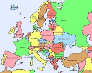 Map of Europe translated from Chinese