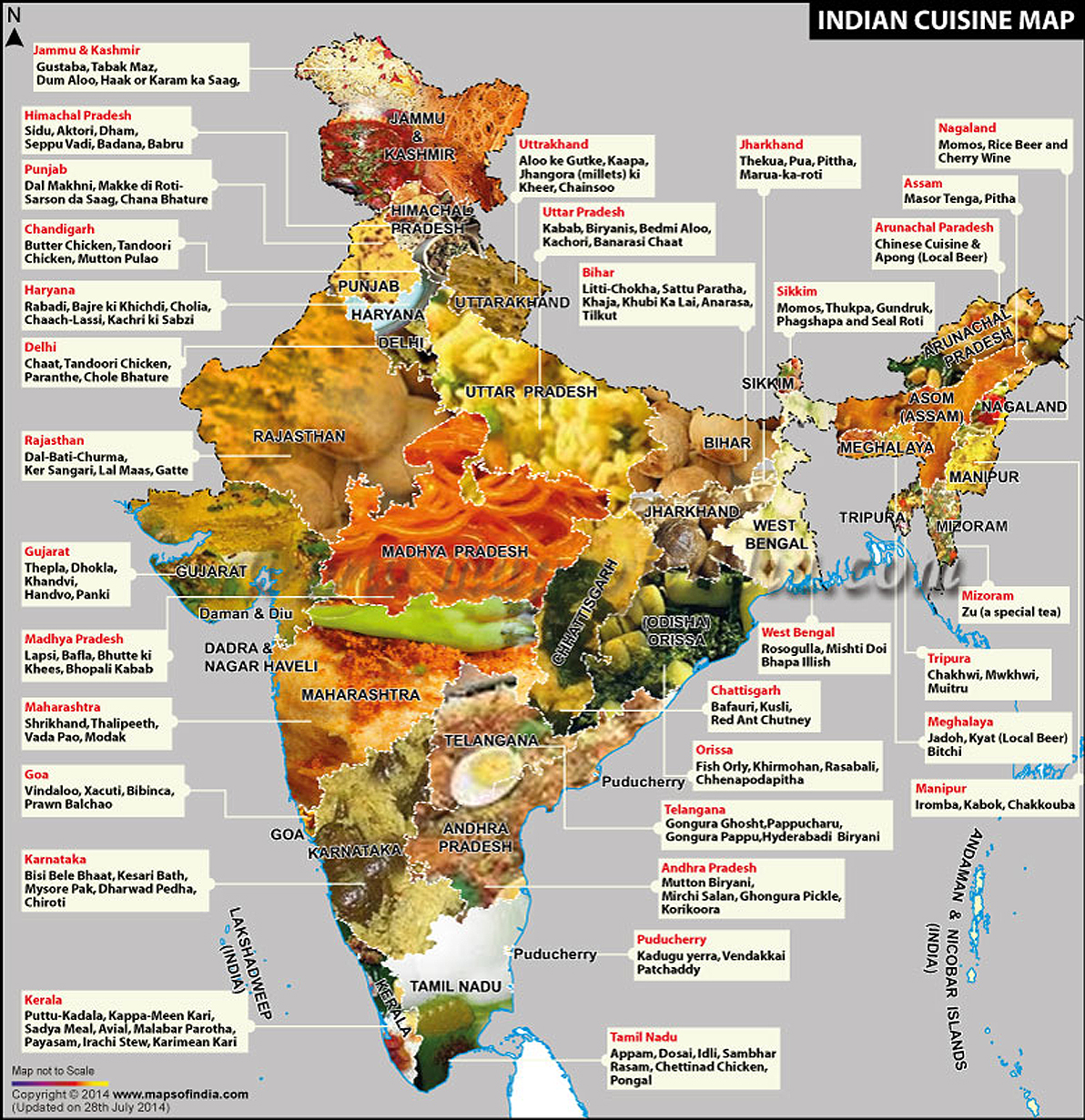 The Culinary Regions of Indian Food Monday Map