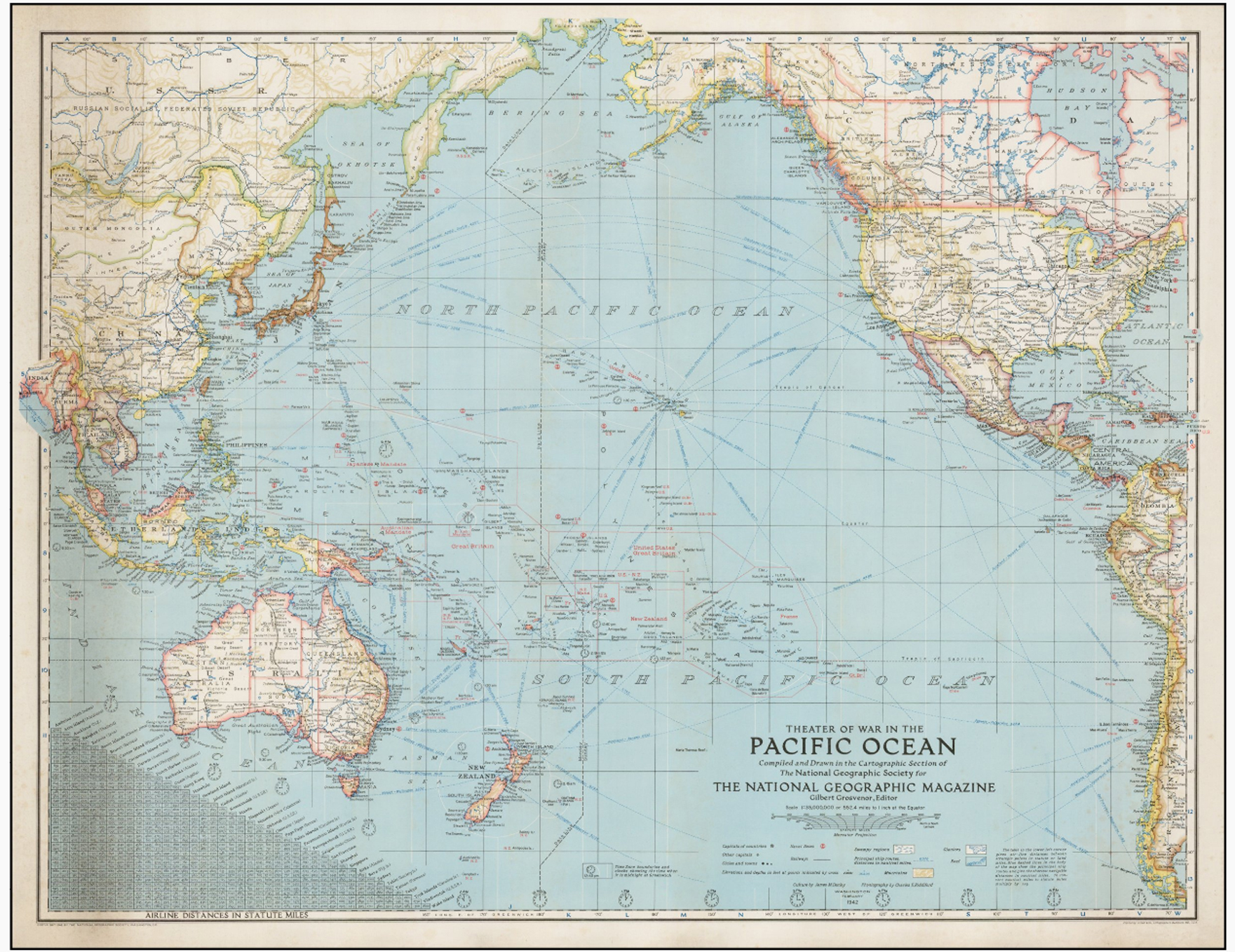 The Pacific 1942 National Geographic Map 