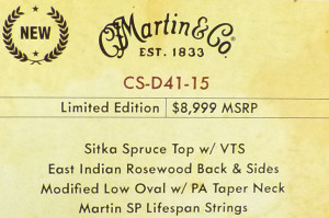 Martin CS-D41-15 NAMM Label