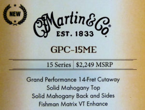 Martin GPC-15ME label NAMM