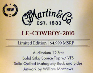 Martin LE Cowboy 2016 NAMM label