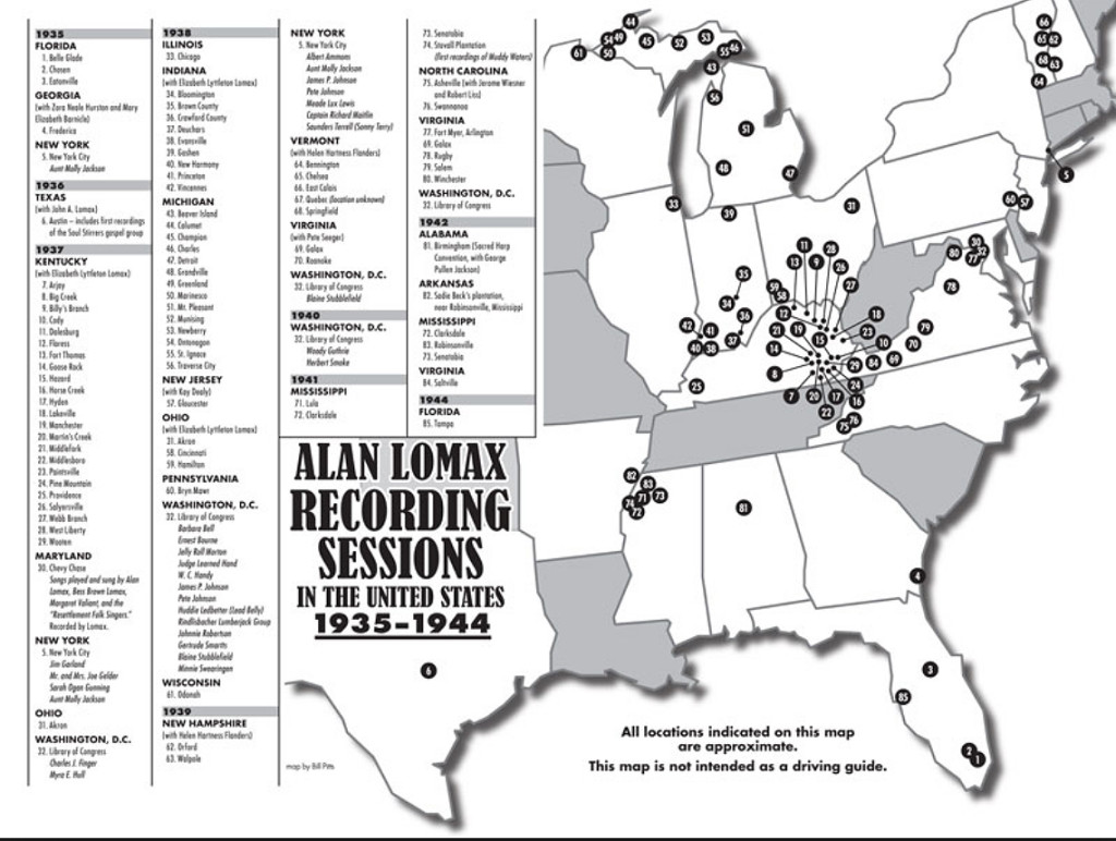 Alan Lomax Archive Map
